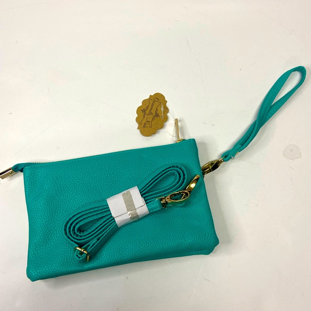NWT Turquoise Clutch with strap